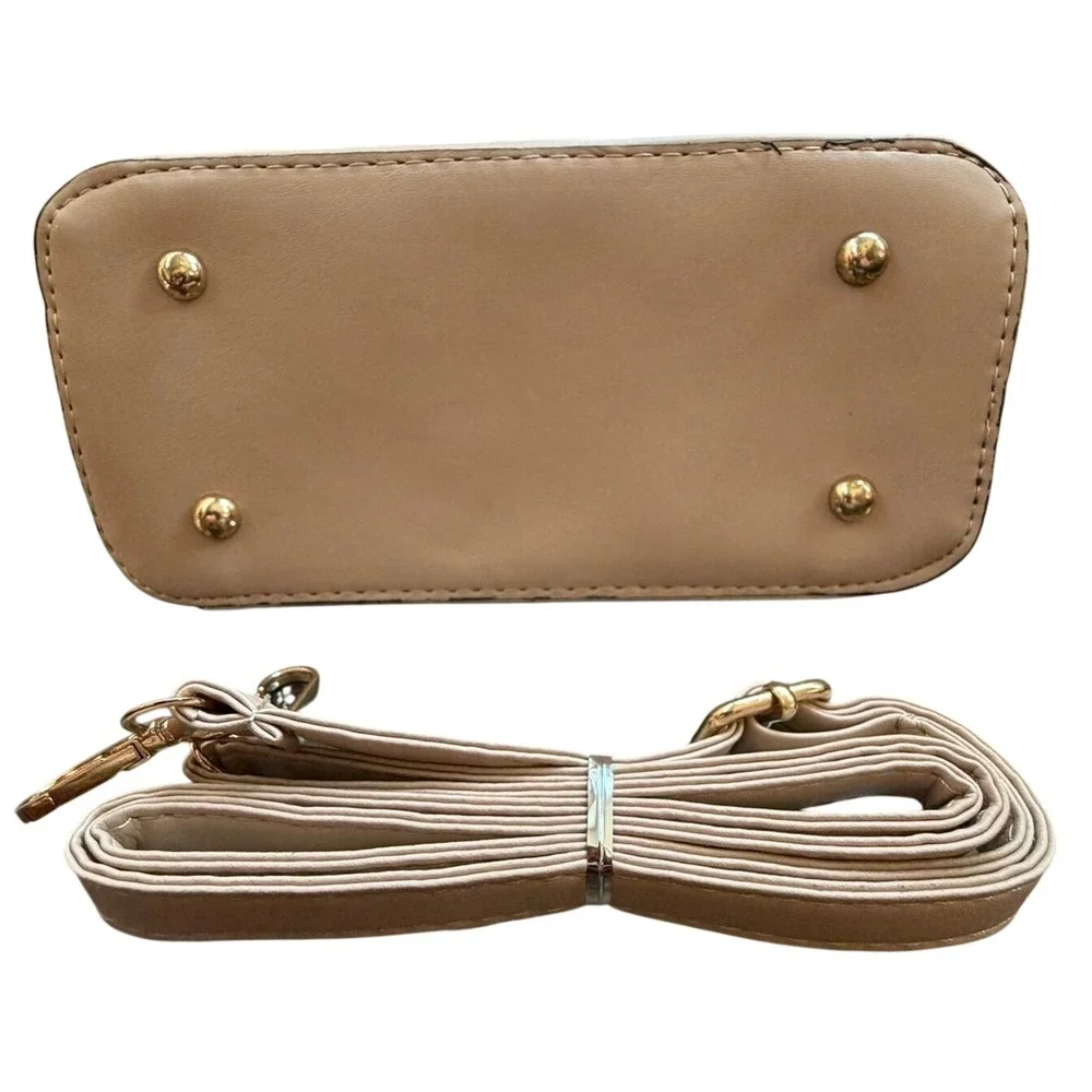 Womens Colorblock Cream Satchel Handle Crossbody Small Purse Cream Tan
